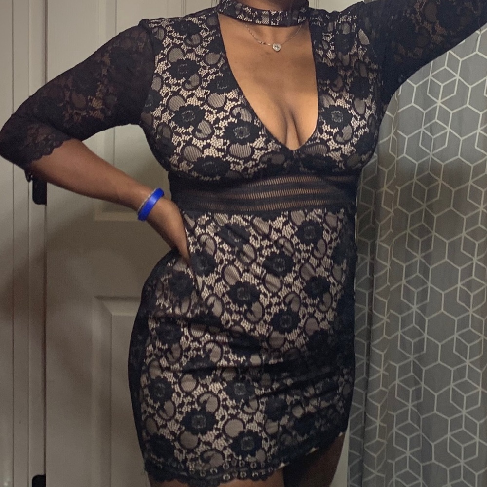 asos body con lace dress
